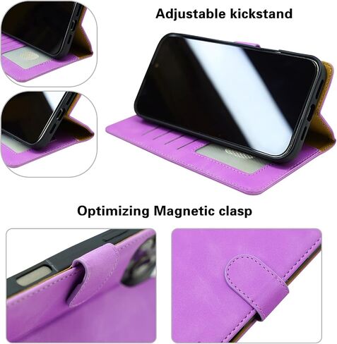 Wallet Case for iPhone 16 Pro with Card Holder and Wrist Strap-Kickstand RFID Blocking-4 Card Slots and Money Pocket-Strong Magnetic Closure-Wallet Flip Cover for iPhone 16 Pro-Pink in Saudi Arabia
