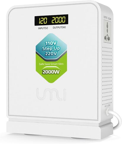 UMI 2400W محول الجهد الكهربي 110 فولت إلى 220 فولت، محول طاقة عالي التحمل 110 فولت إلى 220 فولت، محول طاقة لجهاز كبير السعة، تصعيد 110 فولت إلى 220 فولت - محول للأجهزة الأوروبية in Kuwait