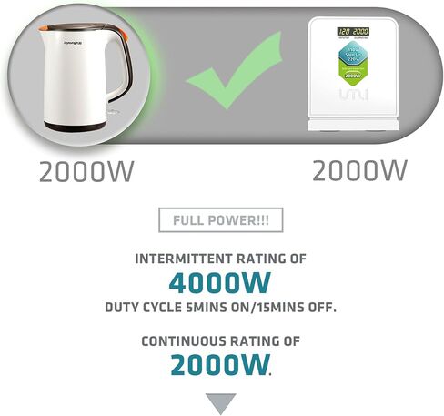 UMI 2400W محول الجهد الكهربي 110 فولت إلى 220 فولت، محول طاقة عالي التحمل 110 فولت إلى 220 فولت، محول طاقة لجهاز كبير السعة، تصعيد 110 فولت إلى 220 فولت - محول للأجهزة الأوروبية in Kuwait