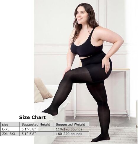 WEANMIX Women's Control Top Sheer 40D Solid Color Tights Pantyhose Reinforced Toe Silk Stockings (Black, L Size) in Kuwait