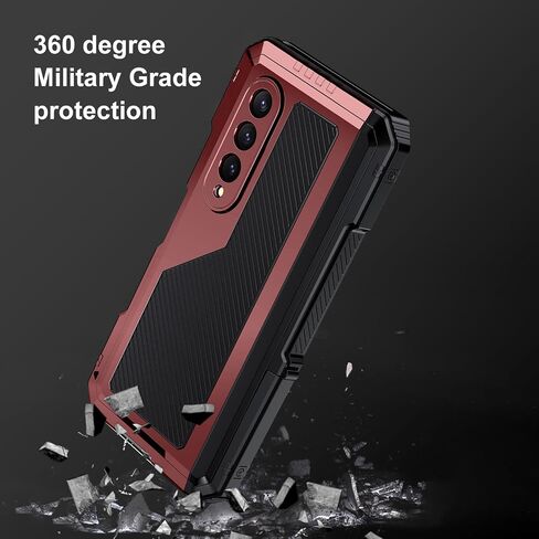 Compatible with Samsung Galaxy Z Fold 4 Case with Metal Bumper Premium Rugged Heavy Duty Shockproof Protective [S Pen Holder] [Hinge Protection] [Screen Protector] Stand Cover 5G 2022-Black in Saudi Arabia