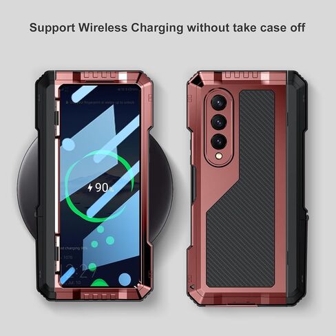 Compatible with Samsung Galaxy Z Fold 4 Case with Metal Bumper Premium Rugged Heavy Duty Shockproof Protective [S Pen Holder] [Hinge Protection] [Screen Protector] Stand Cover 5G 2022-Black in Saudi Arabia