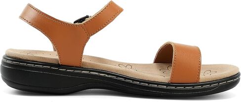 Women's Classic Flat Sandals Leather Open Toes Memory Foam One Band Ankle Strap Adjustable Slip On Shoes in Saudi Arabia