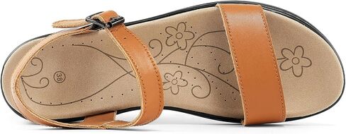 Women's Classic Flat Sandals Leather Open Toes Memory Foam One Band Ankle Strap Adjustable Slip On Shoes in Saudi Arabia