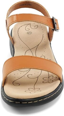 Women's Classic Flat Sandals Leather Open Toes Memory Foam One Band Ankle Strap Adjustable Slip On Shoes in Saudi Arabia