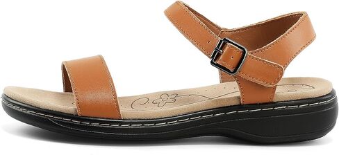 Women's Classic Flat Sandals Leather Open Toes Memory Foam One Band Ankle Strap Adjustable Slip On Shoes in Saudi Arabia