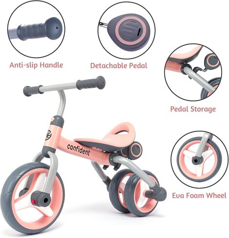 دراجة ثلاثية العجلات 3 في 1 من XIAPIA للأطفال من عمر 2 إلى 5 سنوات، دراجة أطفال قابلة للطي ودراجة ثلاثية العجلات للأطفال الصغار ودراجة توازن الطفل مع مقعد قابل للتعديل ودواسة قابلة للفصل. ألعاب الركوب للأولاد والبنات في أعياد الميلاد in Kuwait