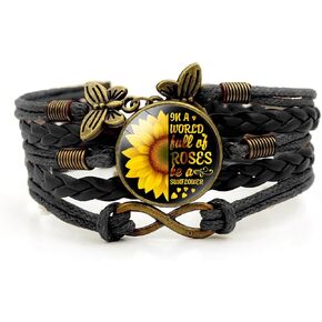 Yucaxu Boho Sunflower Gifts Sunflower Leather Bracelet for Women Teen Girls Bracelets for Wife Daughter Mom Birthday Friendship Bracelets Gifts for Her