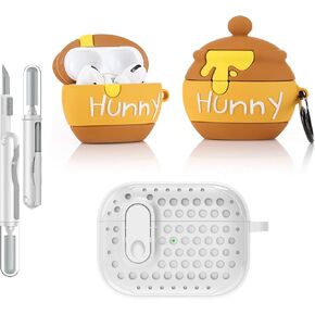 3 in 1 Compatible with Apple Airpods Pro(2nd/1st Generation) Protective Funny Cute Case Cover with Cleaner Kit & Keychain (Cat Paw Pink)