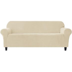 Stretch Sofa Slipcover Couch Cover for 3 Cushion Couch, 1 Piece Velvet Sofa Cover Furniture Protector Slipcovers with Elastic Bottom, Machine Washable