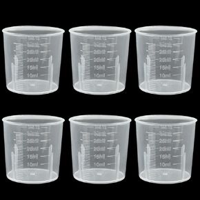 50ml/1.7oz Plastic Graduated Beaker (6 Pack), Transparent PP Measuring Cup Mixing Cup for Kitchen Lab