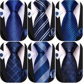 Barry.Wang Men Paisley Tie Set with Pocket Square Cufflink Silk Woven Necktie Formal Wedding Party 6PCS in Saudi Arabia