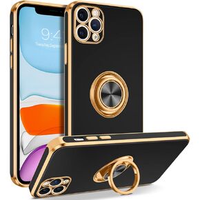 BENTOBEN Compatible with iPhone 11 Pro Case with 360° Ring Holder, Shockproof Slim Kickstand Magnetic Support Car Mount Women Men Protective Phone Case for iPhone 11 Pro 5.8 inch,Blue Gray/Gold