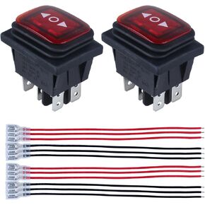Waterproof Rocker Switch 20A AC 110V 6 Pins 3 Positions ON-Off-ON Toggle Switch with Wires (Latching Green LED) in Saudi Arabia