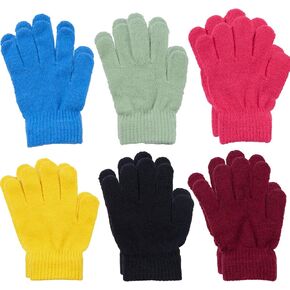NATUST 6 Pairs Kids Winter Gloves Children Stretch Warm Knit Mittens for Boys Girls
