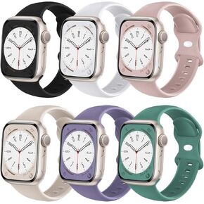 6 Pack Sport Silicone Band Compatible with Apple Watch Band 38mm 40mm 41mm 42mm 44mm 45mm 49mm iWatch Ultra 2/Ultra Series 9/8/7/6/5/4/3/2/1 SE Women Men