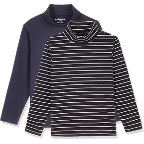 تي شيرت Kid Nation Girls بياقة مدورة من القطن برقبة سلحفاة مع تي شيرت إيلاستين بأكمام طويلة للفتيات (عبوتان) 3-12 سنة in Kuwait