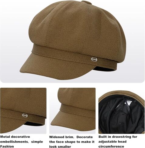 Women Wool Newsboy Hats Cabbie Hat Beret Paperboy Tweed Baker Boy Cap in Saudi Arabia