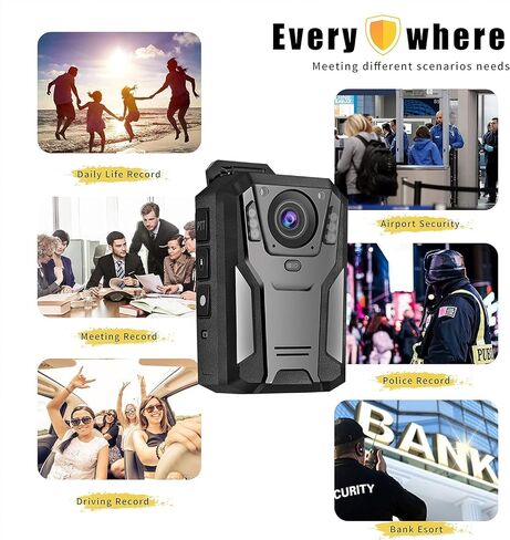 Aolbea 1440P QHD Police Body Camera Built-in 64GB Record Video Audio Picture 2.0" LCD Infrared Night Vision,3300 mAh Battery Waterproof Shockproof Lightweight Data-encrypt for Law Enforcement Record in Saudi Arabia
