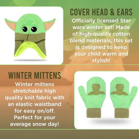 Star Wars Baby Yoda Kid’s Winter Hat Scarf and Snow Gloves for Boys and Toddlers 3 Pc. Set Warm Pom-Pom Beanie with Gift Box in Kuwait