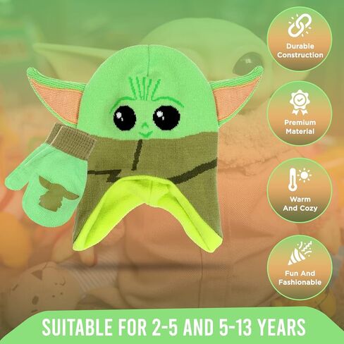 Star Wars Baby Yoda Kid’s Winter Hat Scarf and Snow Gloves for Boys and Toddlers 3 Pc. Set Warm Pom-Pom Beanie with Gift Box in Kuwait
