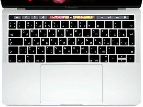 English Language Silicone Keyboard Cover for MacBook Pro 13 15 inch 2019 2018 2017 and 2016 with Touch Bar and Touch ID Model:A2159 A1989 A1706 / A1990 A1707,European Version in Kuwait