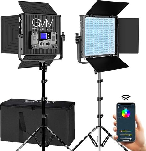 GVM RGB Led Video Light, 2PCS Video Lighting Kit with APP Control, 40W Photography Lighting Led Panel Light with 8 Kinds of The Scene Lights for Studio YouTube, 3200K-5600K, CRI 97+ in Kuwait