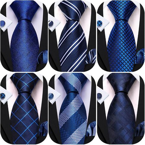 Barry.Wang Men Paisley Tie Set with Pocket Square Cufflink Silk Woven Necktie Formal Wedding Party 6PCS in Saudi Arabia