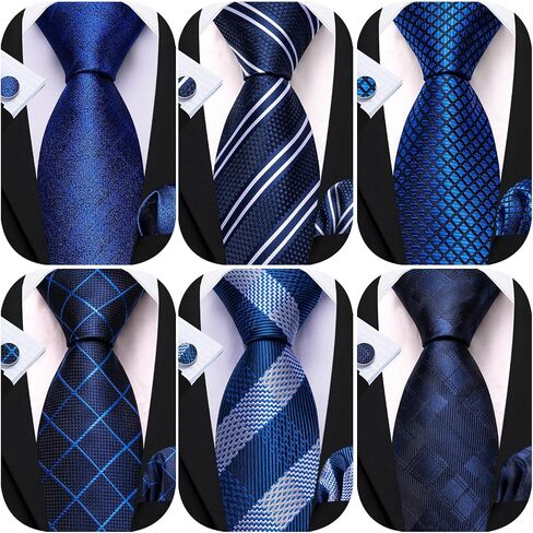 Barry.Wang Men Paisley Tie Set with Pocket Square Cufflink Silk Woven Necktie Formal Wedding Party 6PCS in Saudi Arabia
