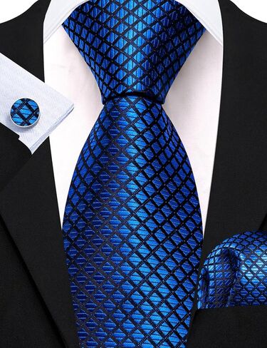Barry.Wang Men Paisley Tie Set with Pocket Square Cufflink Silk Woven Necktie Formal Wedding Party 6PCS in Saudi Arabia