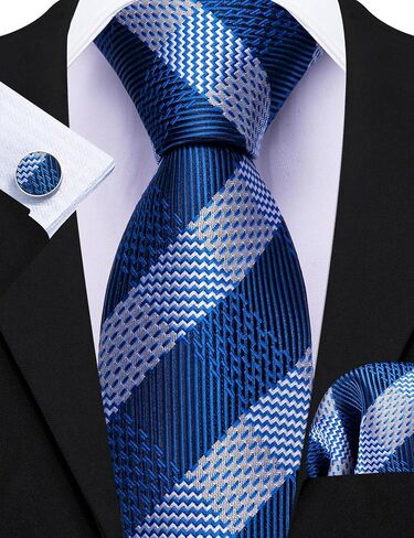 Barry.Wang Men Paisley Tie Set with Pocket Square Cufflink Silk Woven Necktie Formal Wedding Party 6PCS in Saudi Arabia