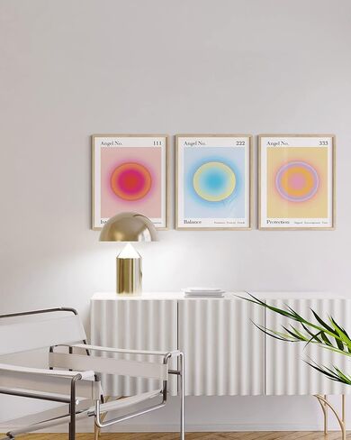 HAUS AND HUES Mountain Wall Art - مجموعة ملصقات فنية جبلية زرقاء مكونة من 3، ملصقات طبيعية وديكور جداري فني للمناظر الطبيعية، فن حائط تجريدي أزرق، فن حائط أزرق لغرفة المعيشة (12 × 16، غير مؤطر) in Kuwait