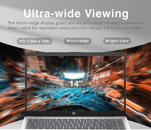 HP-Laptops 14 inch-Laptop Student - Windows 11-8 Core Intel i3-N305-32GB RAM - 1TB PCIE SSD - Long Battery Life - Ultralight - College - Mini - 2024 - HDMI Cable, Silver in Saudi Arabia