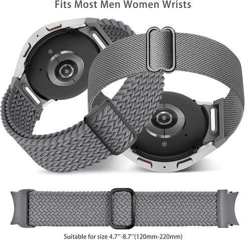 One Click No Gap Stretchy Nylon/Braided Bands Compatible with Samsung Galaxy Watch 7/6/5/4/FE 40mm 44mm/ Watch 5 Pro 45mm/ Watch 6/4 Classic 43mm 47mm 42mm 46mm,20mm Soft Nylon Sport Wristband(2 pack) in Saudi Arabia