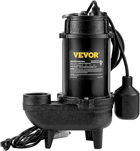 مضخة مياه الصرف الصحي VEVOR 1/2 HP، مضخة مستنقع غاطسة من الحديد الزهر والصلب، تفريغ 1-1/2 بوصة NPT مع سلك بطول 10 أقدام، مفتاح تعويم تلقائي مع قابس خلفي خنزير، لتصريف المياه الداخلي والخارجي in Kuwait