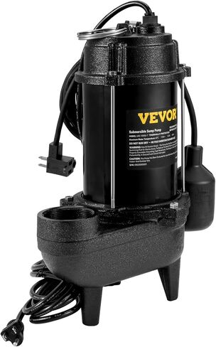 مضخة مياه الصرف الصحي VEVOR 1/2 HP، مضخة مستنقع غاطسة من الحديد الزهر والصلب، تفريغ 1-1/2 بوصة NPT مع سلك بطول 10 أقدام، مفتاح تعويم تلقائي مع قابس خلفي خنزير، لتصريف المياه الداخلي والخارجي in Kuwait