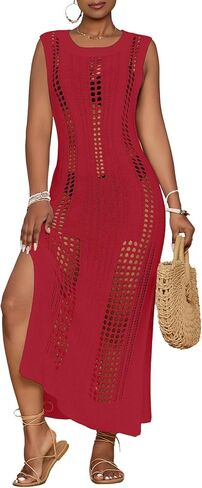 Bsubseach Crochet Beach Cover Ups for Women Sleeveles Swimsuit Coverups Hollow Out Summer Knit Bikini Beachwear in Kuwait