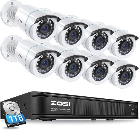 ZOSI 3K Lite Wired Security Camera System, 8 X 1080p Bullet Cameras, NO HDD | AI Human/Vehicle Detection, 5MP Lite H.265+ 8 Channel Surveillance DVR, IP66 Weatherproof CCTV Camera, 80ft Night Vision in Saudi Arabia