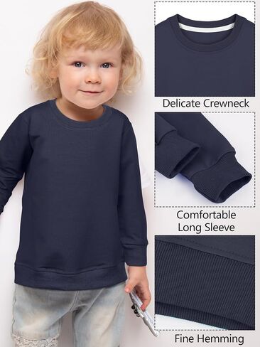 Cooraby 3 Pack Baby and Toddler Boys Crewneck Sweatshirts Kids Solid Cotton Pullover Hoodie Long Sleeve T-Shirts Tops in Kuwait