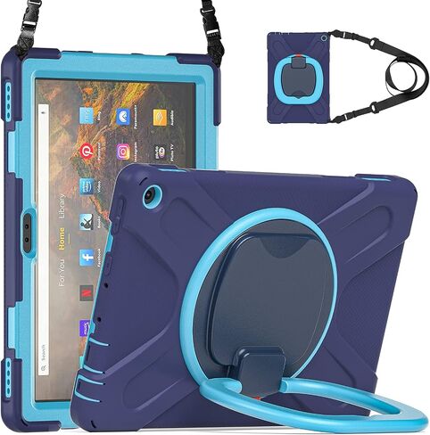 All-New Fire HD 10 & Fire HD 10 Plus Tablet case for Kids(2021 Release,11th Generation),Heavy Sturdy Shockproof Kids Case,Rotating Stand/Carrying Strap, Colourful Pink in Kuwait