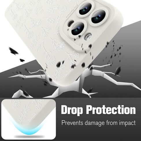 حافظة OOK لهاتف iPhone 16 Pro، تصميم زهور لطيفة للفتيات والنساء، غطاء حماية لعدسة الكاميرا من مادة TPU الناعمة لهاتف iPhone 16 Pro 6.7 بوصة أبيض in Kuwait