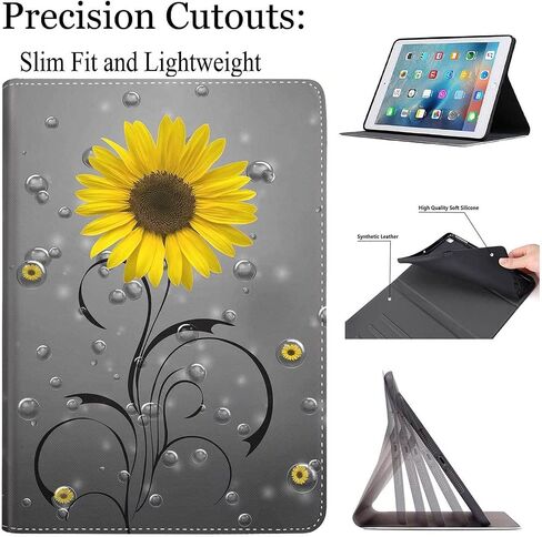 Case for iPad 9th / 8th / 7th Generation (2021/2020/2019) 10.2 inch/iPad Air 10.5" 2019 / iPad Pro 10.5",Leather Smart Cover with Auto Wake/Sleep, Cowhide Brown Black Cow in Kuwait