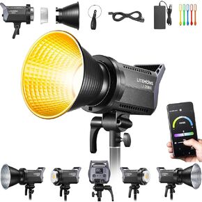 Godox Litemons LA150Bi 190W Bi-Color LED Video Light, Dimmable 2800K-6500K CRI 96+ TLCI 97+, 66600lux@1m, 11 Light Effect, APP Control, Bowens Mount Continuous Lighting for Studio Shooting, Portrait