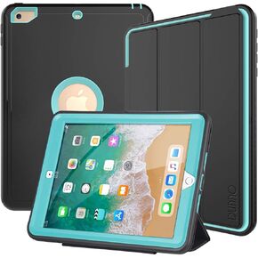 DUNNO iPad 9.7 Inch Case 2017/2018, iPad 6th/5th Generation Case, Three Layer Heavy Duty Full Protection Smart Case with Detachable Screen Cover/Stand for iPad 9.7 Released in 2018/2017 (Black)