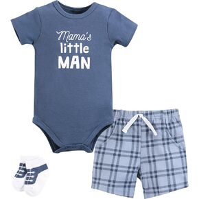 Hudson Baby Unisex Baby Bodysuit, Short and Sock, Great Catch Baseball, 3-6 Months