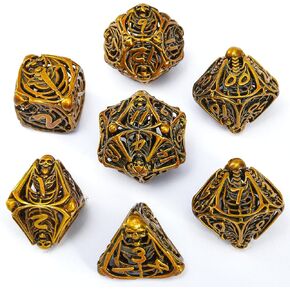 DND النرد، النرد المعدني D&D المجوف، مجموعة النرد الزنزانات والتنينات مع صندوق هدايا، 7 قطع Steampunk من مجموعة ألعاب النرد متعدد السطوح لـ RPG، MTG، Pathfinder، مجموعة النرد الأسود الذهبي D وD D20 D12 D10 D8 D6 D4 D٪ in Kuwait