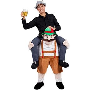 JIUYUE Oktoberfest Beer Guy Shoulder Halloween Carry Ride On Green Beer Guy Oktoberfest Mascot Costume