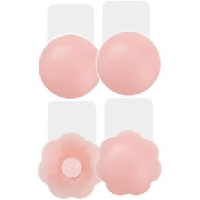 Ginmewrae Breast Lift Pasties, 2 Pairs Lifting Nipple Covers Breast Petal Reusable Silicone Adhesive Bra for Women Lift