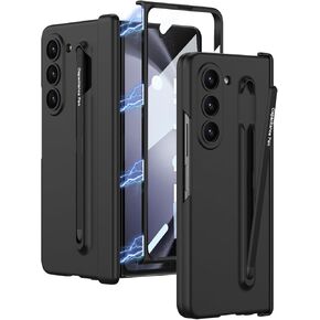 NINKI Compatible for Samsung Galaxy Z Fold 6 Case with S Pen Holder & Slim Red S Pen, Magnetic Hinge Case for Samsung Z Fold 6 Case Screen Protector, Z Fold6 Case Galaxy Fold 6 5g Phone Case Black