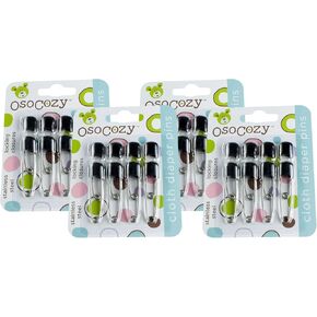 OsoCozy Diaper Pins - (Black) - Sturdy, Stainless Steel Diaper Pins with Safe Locking Closures - Use for Special Events, Crafts or Colorful Laundry Pins, 8 Count (Pack of 4)